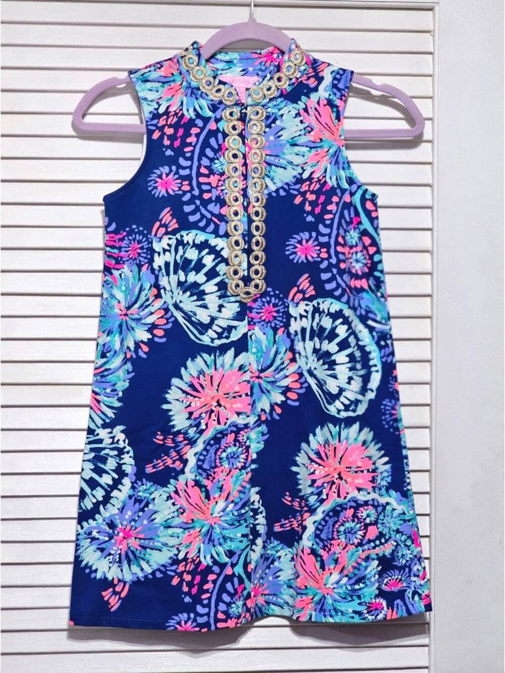 Lilly Pulitzer Girls Deep Indigo Gypsea Girl  Sleeveless Dress Size L 8-10 3300 - Picture 7 of 11